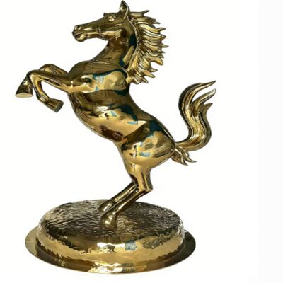 Buen precio Servicio OEM/ODM Titanio Oro Espejo Superficie Caballo Figura 201 304 Grado Metal Ornamento de arte de animales para jardín decoración exterior en línea