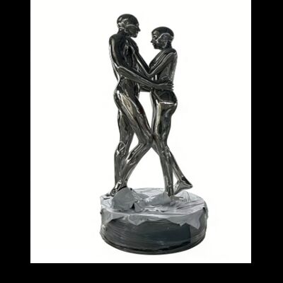 Buen precio Arte Moderno Esculptura de personajes de fibra de vidrio / acero inoxidable Espejo de espejo Esqueleto Estatuilla humana para parque Lugar escénico al aire libre en línea