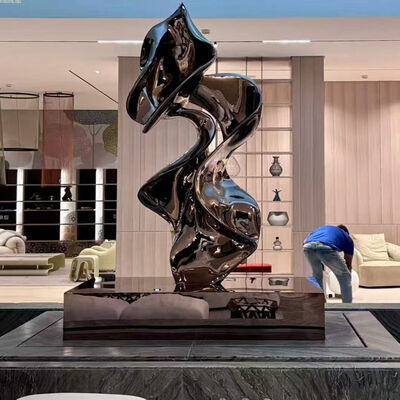 Buen precio Escultura moderna abstracta de acero inoxidable - acabado de titanio negro pulido para el vestíbulo del hotel y la decoración interior de lujo en línea