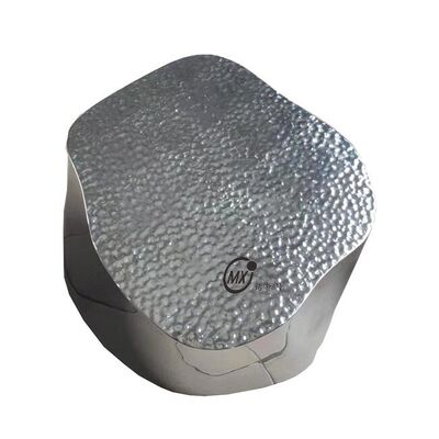 Juego de mesas de centro nido de nube de acero inoxidable martillado/repujado plateado, muebles modernos de lujo para sala de estar